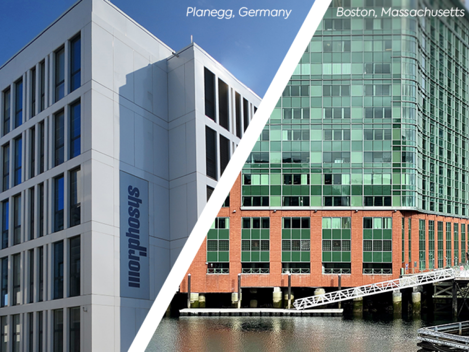 Zwei städtische Gebäude mit den Bezeichnungen Planegg, Deutschland und Boston, Massachusetts