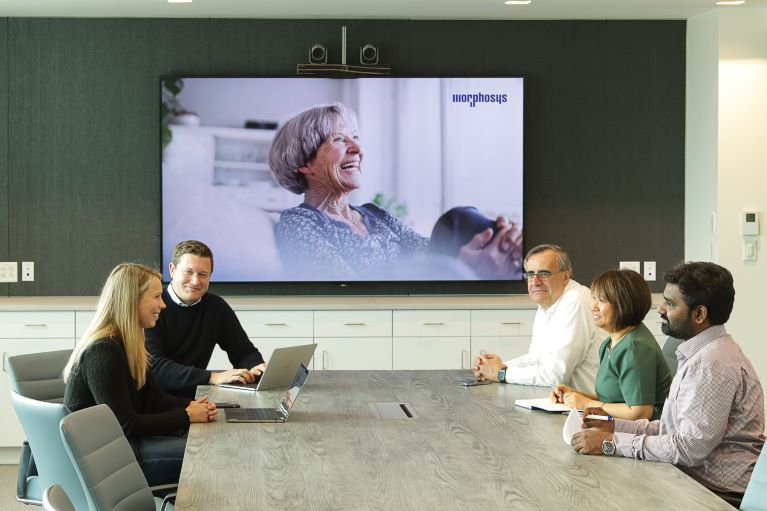 MorphoSys employees having a meeting at the company’s Boston office